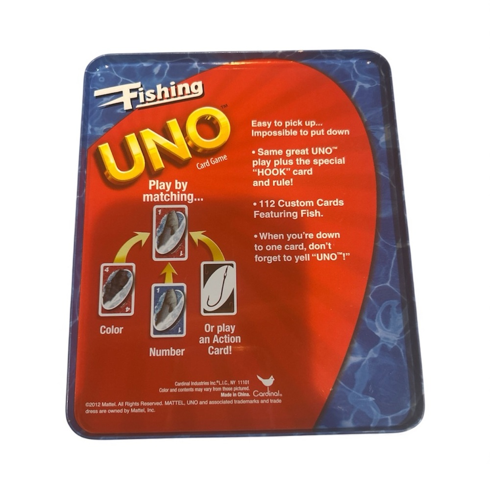 🎣 Uno Fishing Card Game in Tin 2012 Featuring Fish Cards Rare 🎣 - Picture 2 of 3
